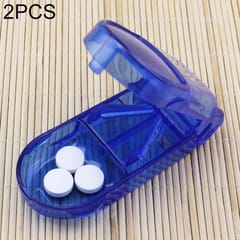 2 PCS Rectangular Plastic Medicine Cutter Storage Pill Box