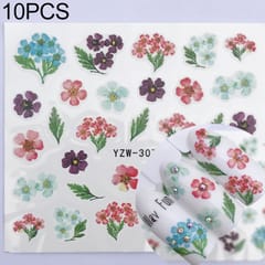 10 PCS Flower Nail Stickers Water Transfer Decals