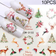 10 PCS Nail Stickers Water Decal Animal Flower Plant Pattern 3D Manicure Sticker Nail Art Decoration