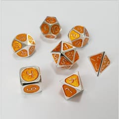 Metal Polyhedral Dice Set for Tabletop RPGs Board Games (Orange)
