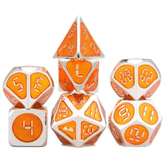 Metal Polyhedral Dice Set for Tabletop RPGs Board Games (Orange)