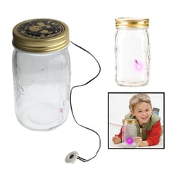 Sound / Touch Activated Firefly Toy with 1-LED Pink Light & Glass Storage Jar Bottle (Transparent)