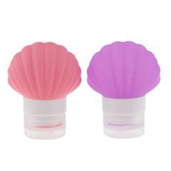 2 Pieces Silicone Empty Travel Cream Shampoo Lotion Bottle 40ml Purple+Pink