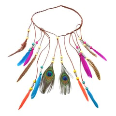 Multi-color Handmade Velvet Feathers Bohemia Headband Hair Festival Jewelry