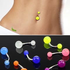 7pcs Night Fluorescent Acrylic Belly Button Ring Random Color Delivery (Colour)