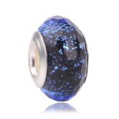 Silver Big Hole Blue Glass Lucky Bead for Jewelry Making DIY