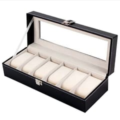 Factory direct sale 6-digit watch box high-end PU leather (black)