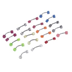 20pcs Colorful Stainless Steel Dice Barbell Curved Eyebrow