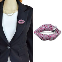 New Style Simple Lady Lip Shape High-grade Platinum Suits Corsage Brooch