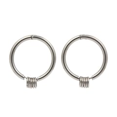 1 Pair Silver Stainless Steel Hoop Earrings Small Circle