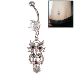Stylish Owl Style Diamond Belly Button Ring Jewelry for Girl (Silver)