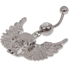 Stylish Skull & Wings Style Belly Button Ring Jewelry for Girl (Silver)