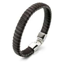 Fashion Jewelry Men Snakeskin Genuine Leather Bracelet Classic Stainless Steel Buckle Bracelet