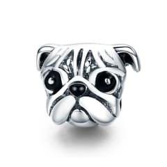 S925 Sterling Silver Cute Pug Diamond Beads DIY Bracelet Accessory