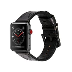 For Apple Watch 5 & 4 40mm / 3 38mm Modern Style Buckle M Shaped Sewing Line Cowhide Leather Strap