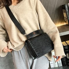 Crocodile Texture Square Bag PU Leather Shoulder Bag Ladies Handbag Messenger Bag
