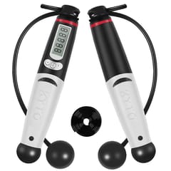 KYTO 2106C Cordless / Corded Dual-Use Calorie Electronic Counting Skipping Rope Adult Fitness Timing Skipping Rope with Horn (Black)