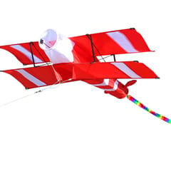 3D Kite Airplane Kite Huge Bi-Plane Kite Giant Flying Kite (Red)