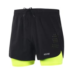 Arsuxeo Men's 2-in-1 Running Shorts Quick Drying Breathable (Black)