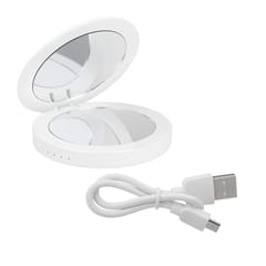 10 LED Lights Delicate Mirror Power Bank Portable Foldable (White)