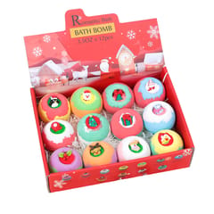 12PCS Bath Bombs Gift Set for Christmas with Santa Claus (Multicolor)