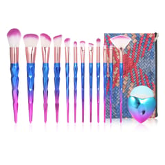 13Pcs Makeup Brushes Set with Bag Synthetic Hair Foundation (Multicolor)