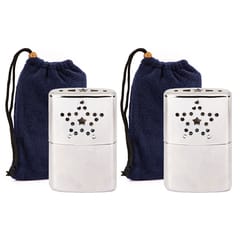 2pcs Outdoor Portable Metal Hand Warmer with Pouch for
