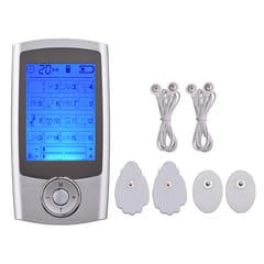 Dual-Channel TENS Unit Rechargeable Muscle Stimulator (Silver)
