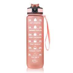 1L Motivational Water Bottle with Straw and Time Marker