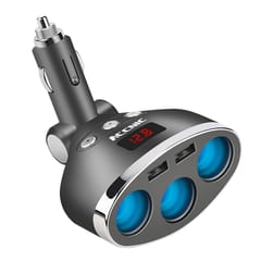 ACCNIC Multifunction Car Charger 3-Socket Cigarette Lighter (Black)