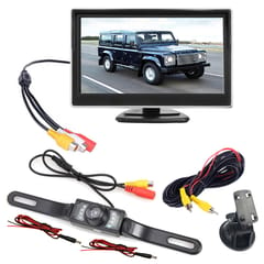 1080P Backup Camera with 5 inch Monitor License Plate Back (Black)