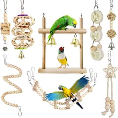 8 Pieces Parrot Chewing Toys Bird Toys Wooden Swing Soft (Wood)