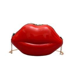 Sexy Lips Style Fashion PU Ladies Clutch Bag Chain Purse Shoulder Bag Handbag Women Crossbody Mini Messenger Bag(Red)