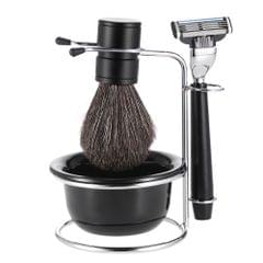 4 in 1 Men's Shaving Razor Set Badger Shaving Brush + Shaving Stand + Shaving Soap Bowl + Razor Male Facial Shaving & Cleaning Tool