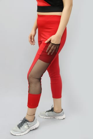 Solid Red Tights With Net Pocket