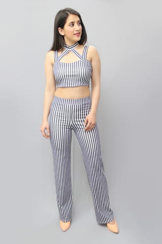Stripped Crop Top Co-Ords Set