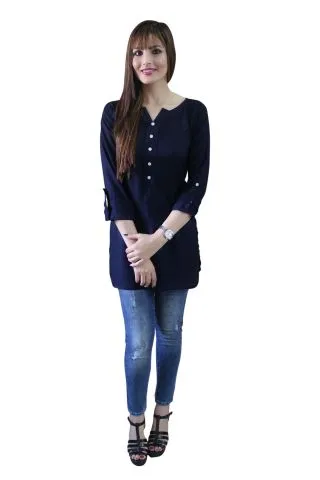 Solid Rama Green Color Short Kurti