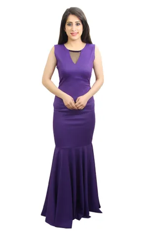 Solid Purple Maxi Party Gown
