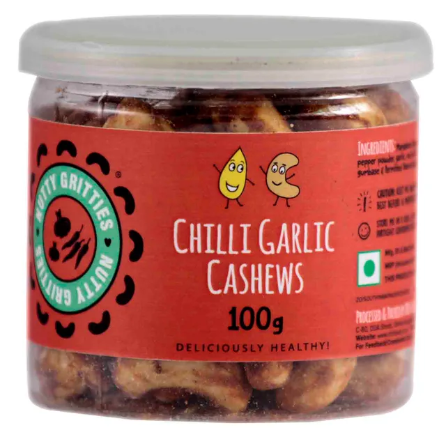 Nutty Gritties Chilli Garlic Cashews (180gm)