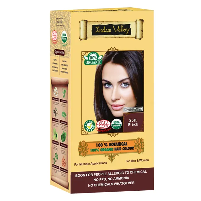 Indus Valley 100% Botanical Organic Soft Black Hair Colour (198gm)