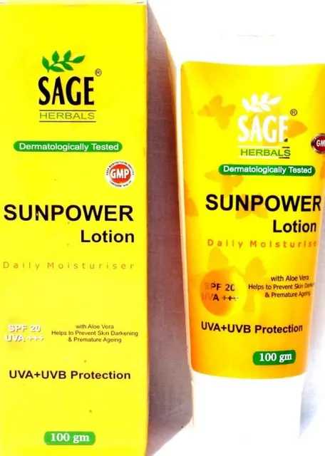 Sage Herbals Sun Power Lotion - UVA+UVB Protection Cream (100gm)