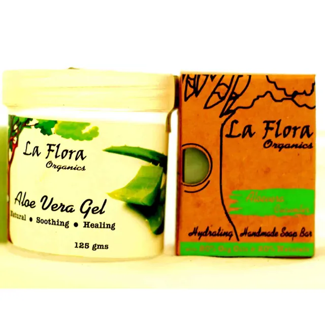 La Flora Organics Aloevera Skin Care Combo (Gel 150gm/100gm Soap)