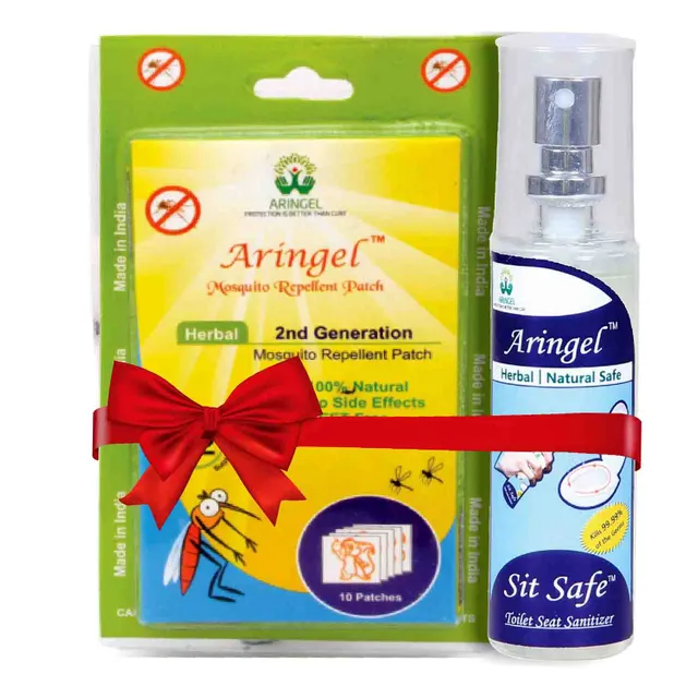 Aringel Mosquito Repellent Patch Herbal 2nd Gen. + Sit Safe Toilet Seat Sanitizer (10 Patches + 50ml)