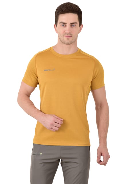 Sport Sun Solid Men Round Neck Mustard T Shirt CRT 02