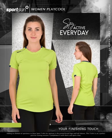 Sport Sun Solid Women Green Playcool T Shirt PWT 01