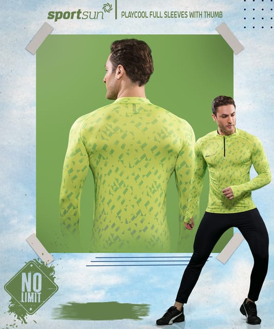 Sport Sun Full Sleeve Green T Shirt For Men's PPT 02