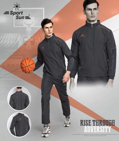 Sport Sun Solid Men Micro Track Suit Dark Grey 1191