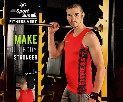 Sport Sun Fitness Vest For Men's Red
