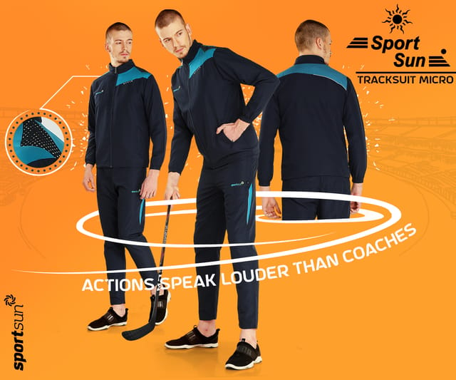 Sport Sun Solid Men Micro Track Suit Navy Blue 1190