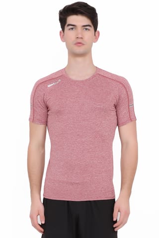 Sport Sun Solid Men T Shirt Red Milange PLCT 19